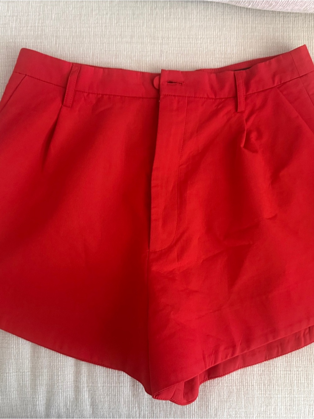 Zara Red High-Waist Tailored Shorts